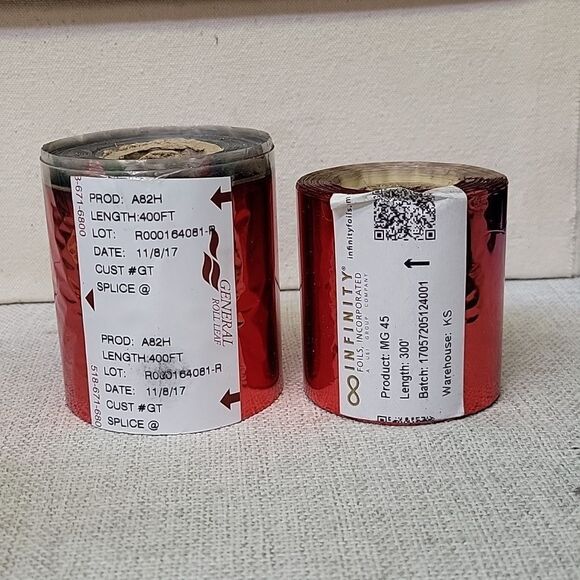 Crown Leaf, General Roll Leaf,  Foil Rolls - Red And Green (Set 7) - Picture 5 of 6